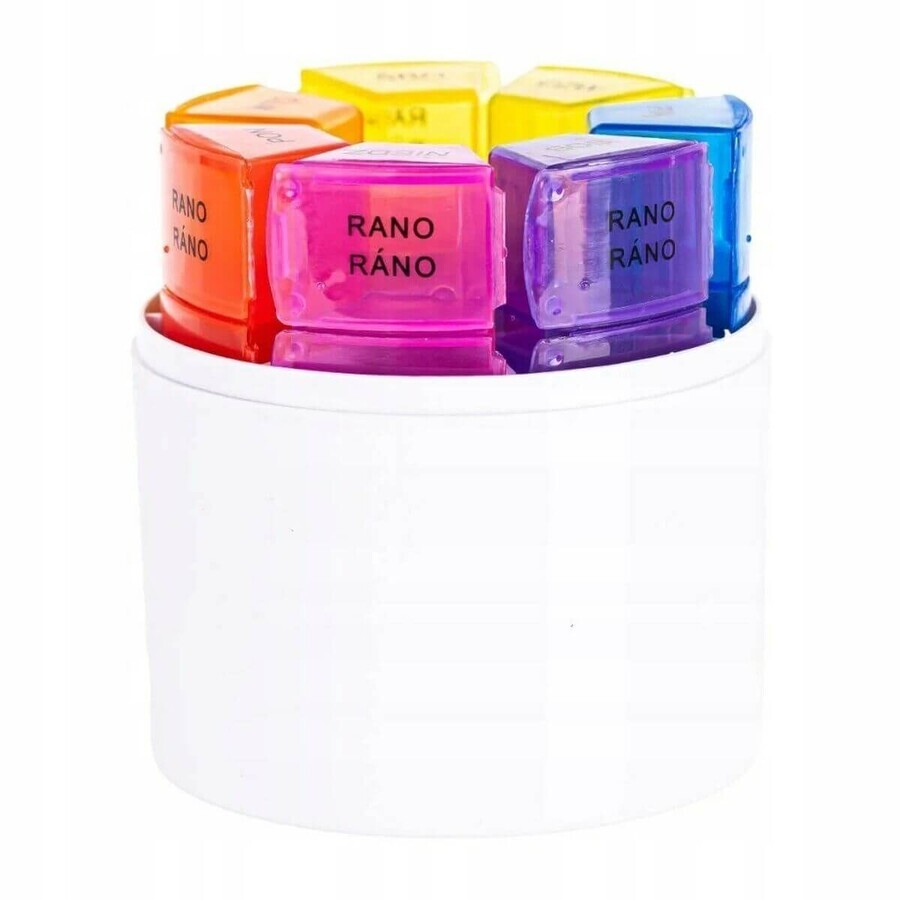 Pillbox with Compartments Depan HELBO White Transparent ABS 9 x 9 x 10 cm (7 Pieces)