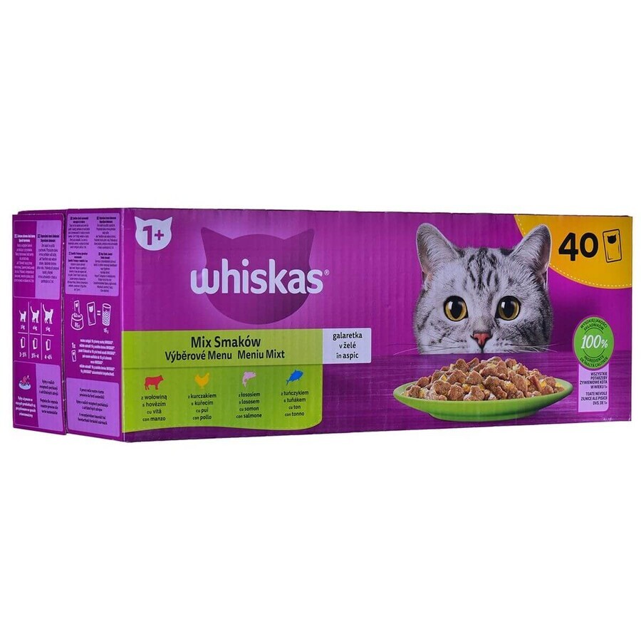 Acquista Cibo per gatti Whiskas Mix Favourites in jelly Pollo Salmone Tonno Carne di vitello 40 x 85 g Cibo per gatti Whiskas Mix Favourites in jelly Pollo Salmone Tonno Carne di vitello 40 x 85 g
