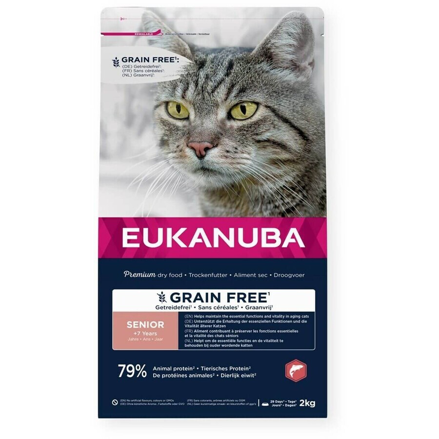 Kattenvoer Eukanuba Grain Free Senior Salmon Vis 2 Kg