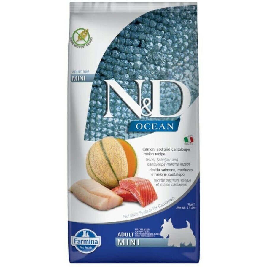 Acquista mangime Farmina N&D Adulto Melone Salmone Pesce Baccalà 7 kg mangime Farmina N&D Adulto Melone Salmone Pesce Baccalà 7 kg