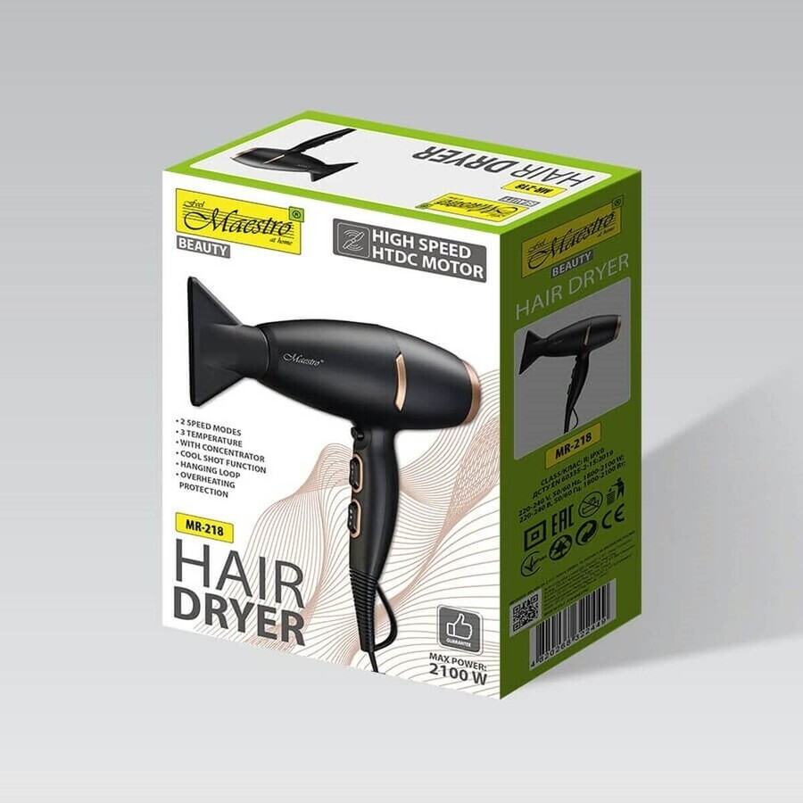 Uscător de Păr Feel Maestro MR-218 Negru Aur 2100 W