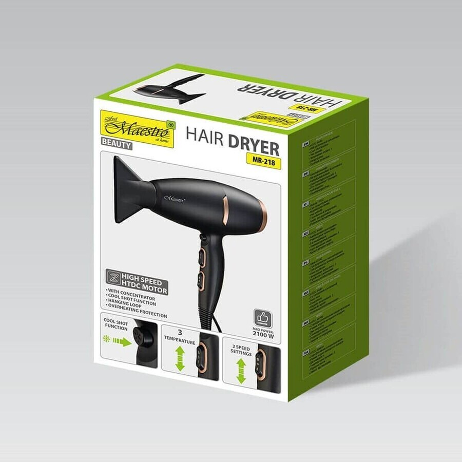 Uscător de Păr Feel Maestro MR-218 Negru Aur 2100 W