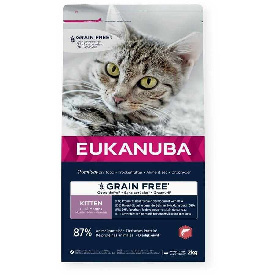 Kattenvoer Eukanuba Grain Free Kitten Salmon Vis 2 Kg