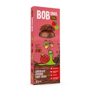 Fruitige snack met Belgische chocolade, appel en aardbeien, 30 g, Bob Snail