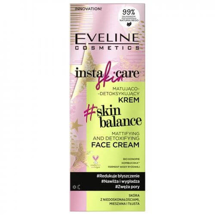 Eveline Cosmetics Insta Skin Care mattifying and detoxifying cream for combination and oily skin with imperfections, 50ml