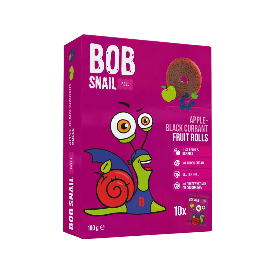 Rouleaux aux fruits, pomme et cassis, 100 g, Bob Snail