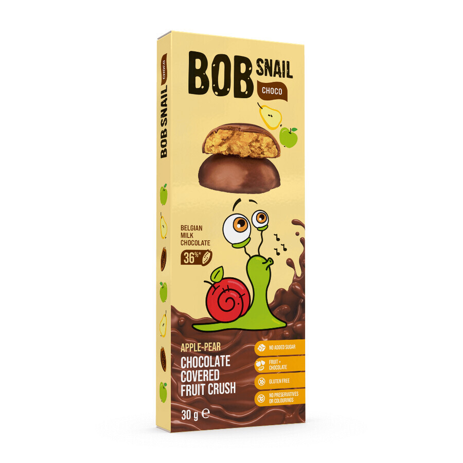 Snack fruité au chocolat belge, Mer et Poire, 30 g, Bob Snail