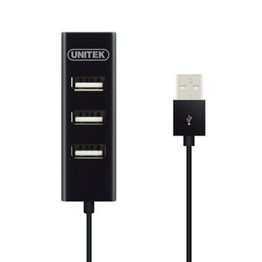 Unitek, Hub 4x USB 2.0, Y-2140, Carga de teléfono, negro