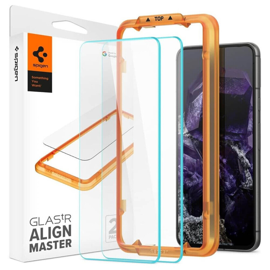 Vetro temperato Spigen ALM Glas.tR per Google Pixel 8 - 2 pezzi.
