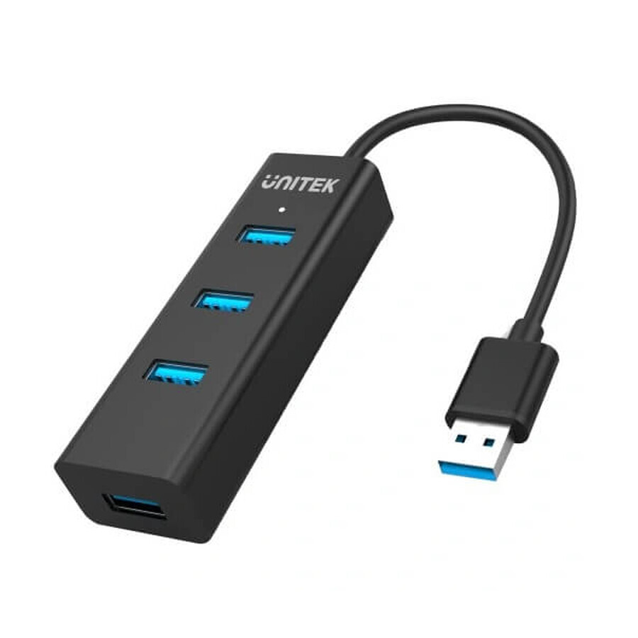 Unitek, Hub 4x USB 3.0; BC1,2; nero