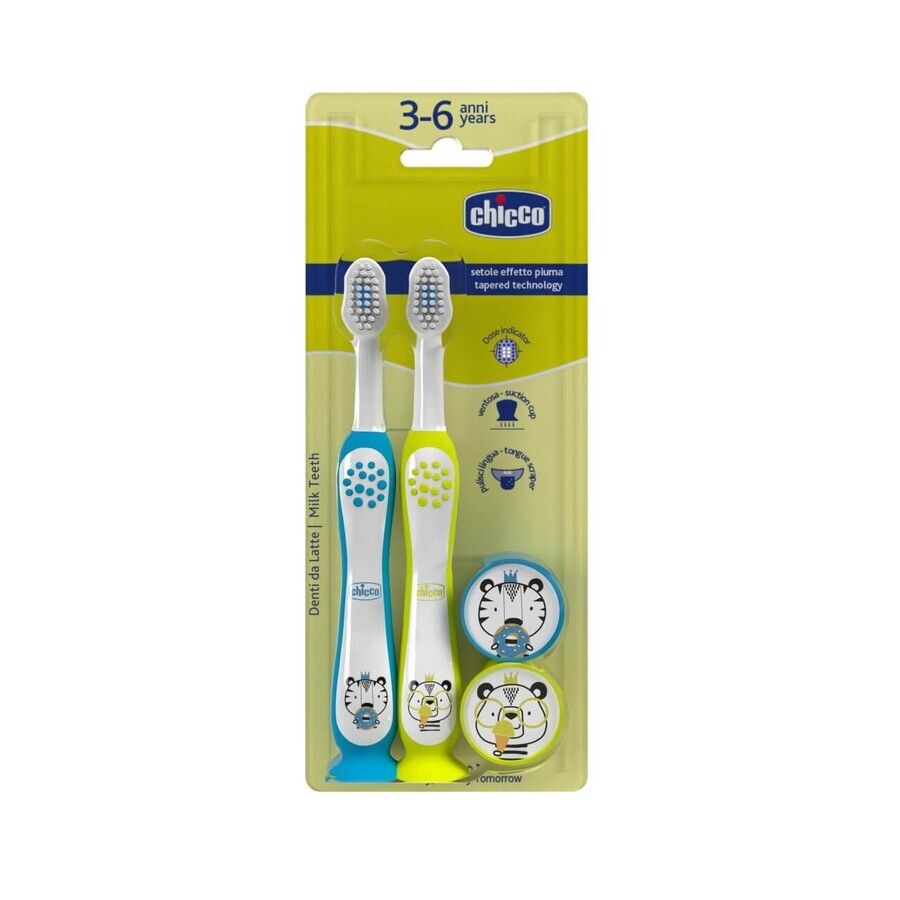 Chicco Toothbrush 3-6l Tiger and Panda, 2 pieces