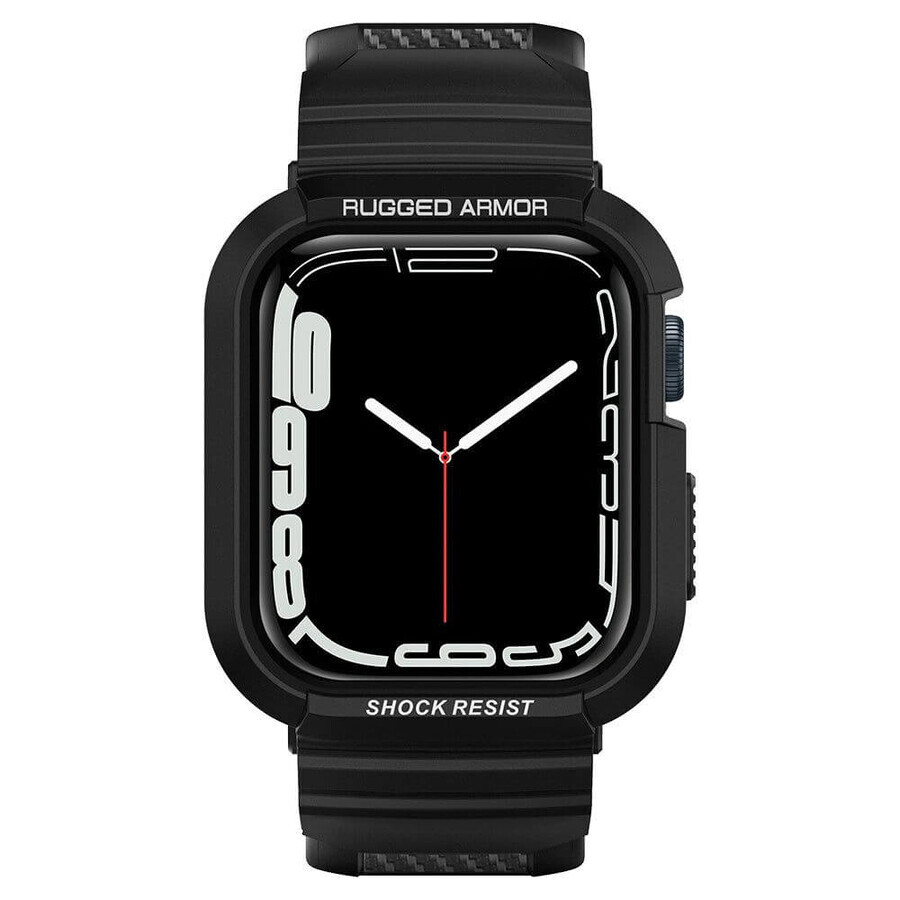 Spigen Rugged Armor Pro bandje voor Apple Watch 4 / 5 / 6 / 7 / 8 / SE (44/45 mm) - zwart