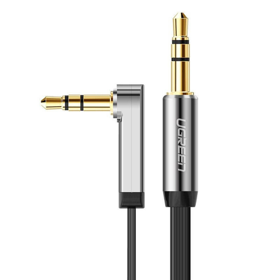 Ugreen Flachwinkel-Audiokabel AUX 3,5 mm Miniklinke 0,5 m schwarz (AV119 10596)