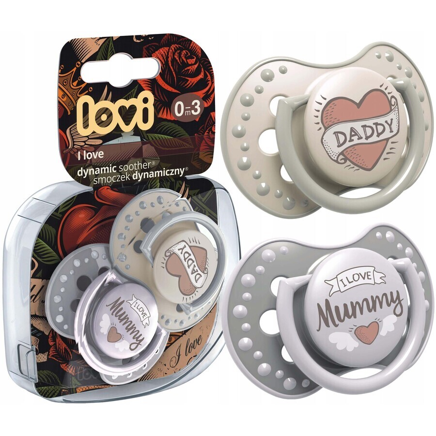 Lovi dynamic silicone pacifier 0-3m I Love 22/866 2 pieces