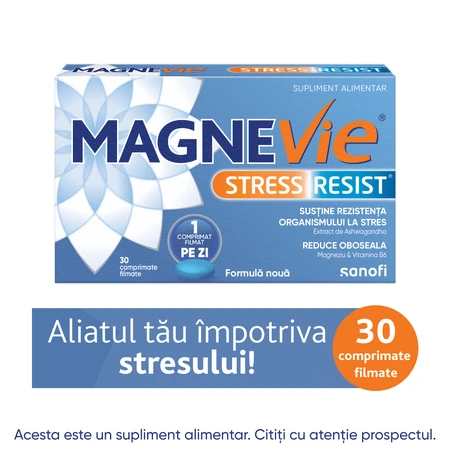 MagneVie Stress Resist mit Ashwaghanda 80mg + 60mg Magnesium + 1,4mg Vitamin B6, Nervensystem und Stressresistenz, 4x30 Tabletten 