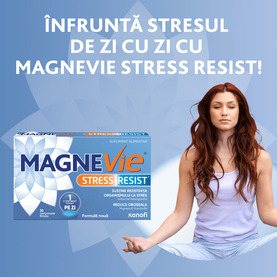 MagneVie Stress Resist with Ashwaghanda 80mg + 60 mg magnesium + 1.4mg vitamin B6, nervous system and stress resistance, 4x30 tablets