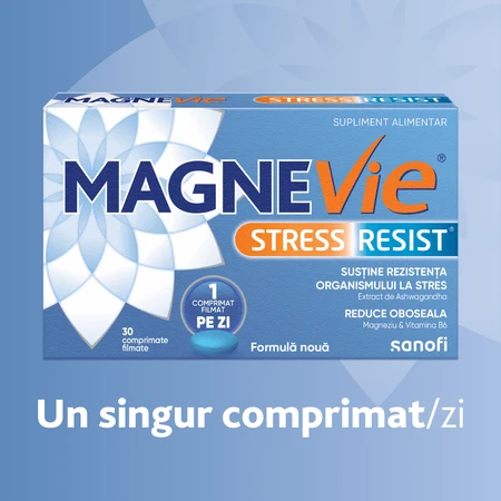 MagneVie Stress Resist mit Ashwaghanda 80mg + 60mg Magnesium + 1,4mg Vitamin B6, Nervensystem und Stressresistenz, 4x30 Tabletten 