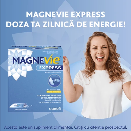 MagneVie Express, 150 mg Magnesium + 0,7 mg Vitamin B6, zusätzliche Energie, wasserlose Verabreichung, 2x20 Beutel