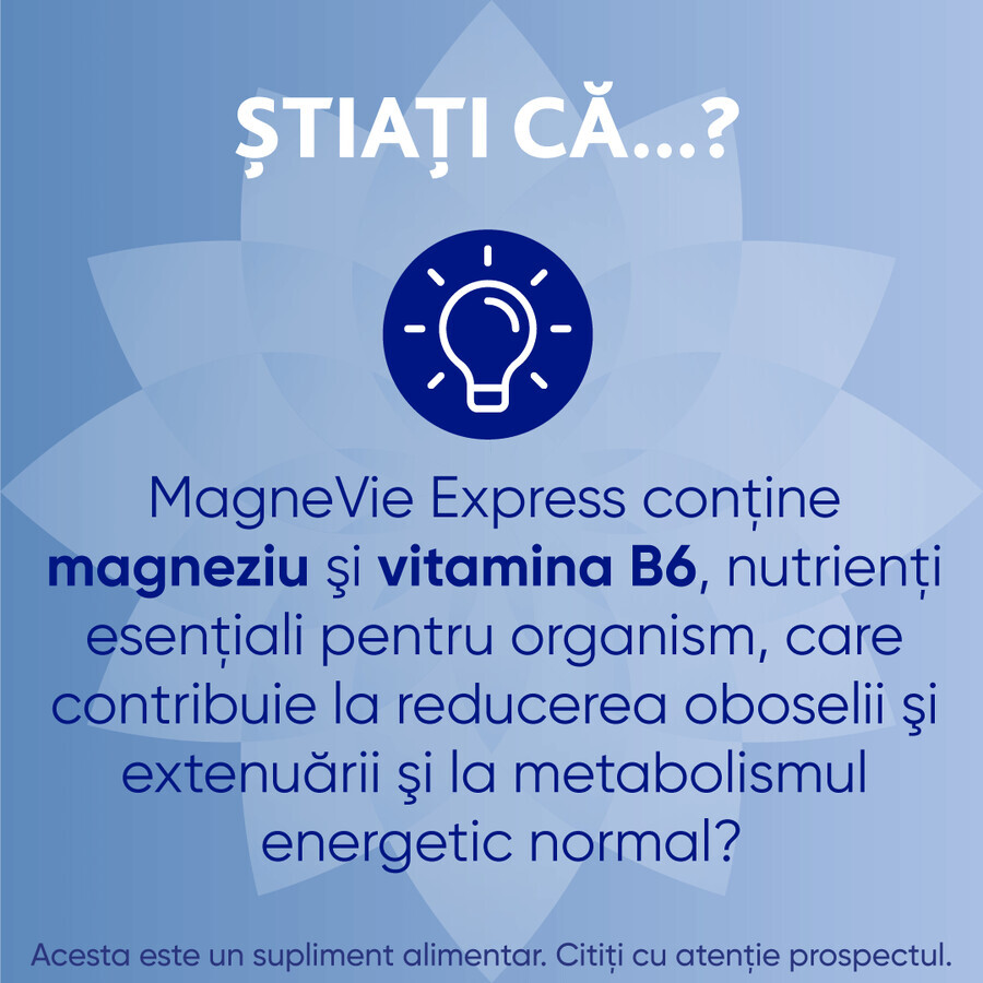 MagneVie Express, 150 mg magnesium + 0.7mg vitamin B6, extra energy, waterless administration, 2x20 sachets