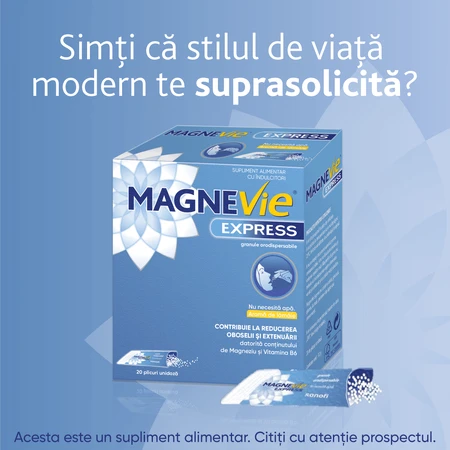 MagneVie Express, 150 mg Magnesium + 0,7 mg Vitamin B6, zusätzliche Energie, wasserlose Verabreichung, 2x20 Beutel