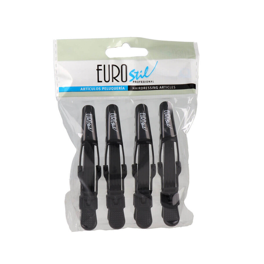 Buy Hair clips Eurostil Black 9 cm 4 Units Hair clips Eurostil Black 9 cm 4 Units