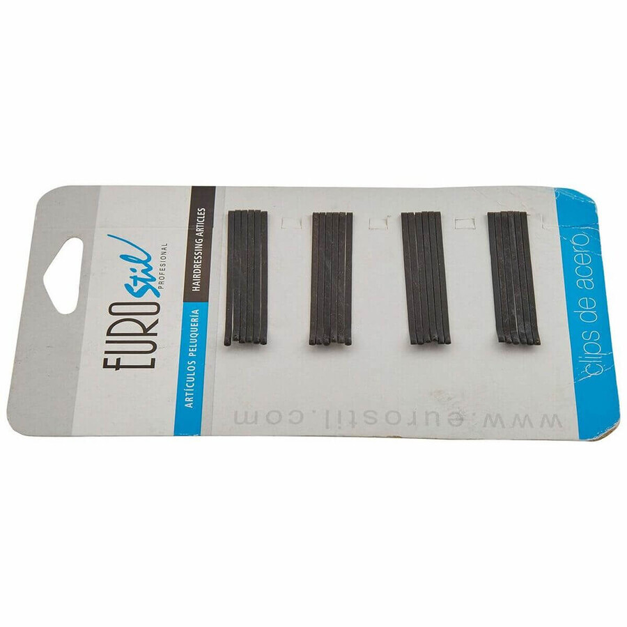 Fermagli per Capelli Eurostil 24 Clips 50 mm Nero (24 pcs)