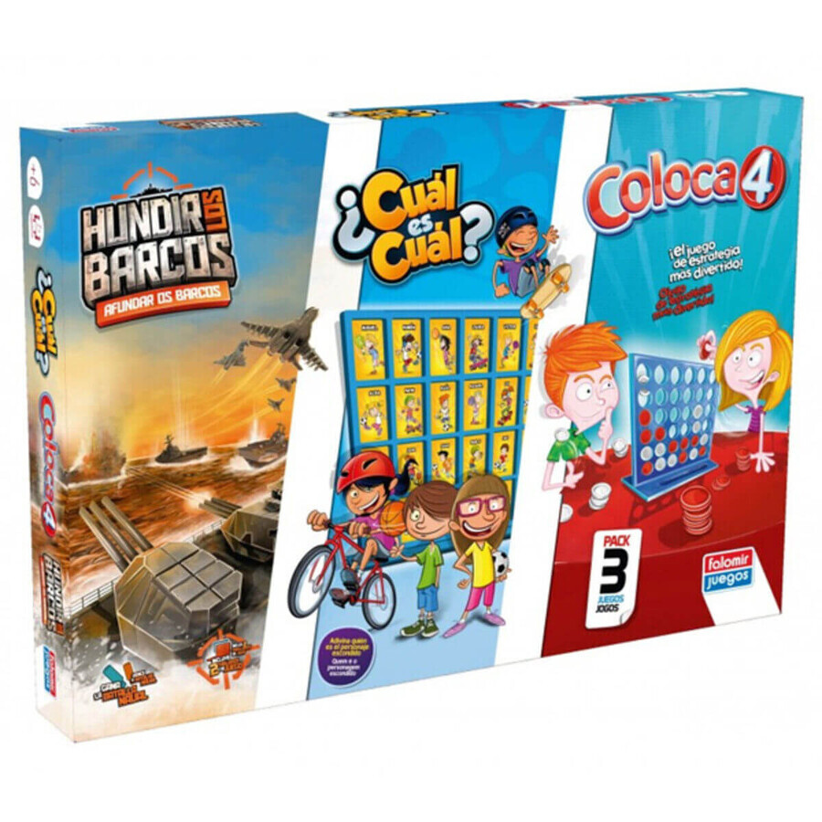 Acquista Gioco da Tavolo Falomir Coloca 4, Hundir los Barcos y Cuál es cuál (ES) Gioco da Tavolo Falomir Coloca 4, Hundir los Barcos y Cuál es cuál (ES)