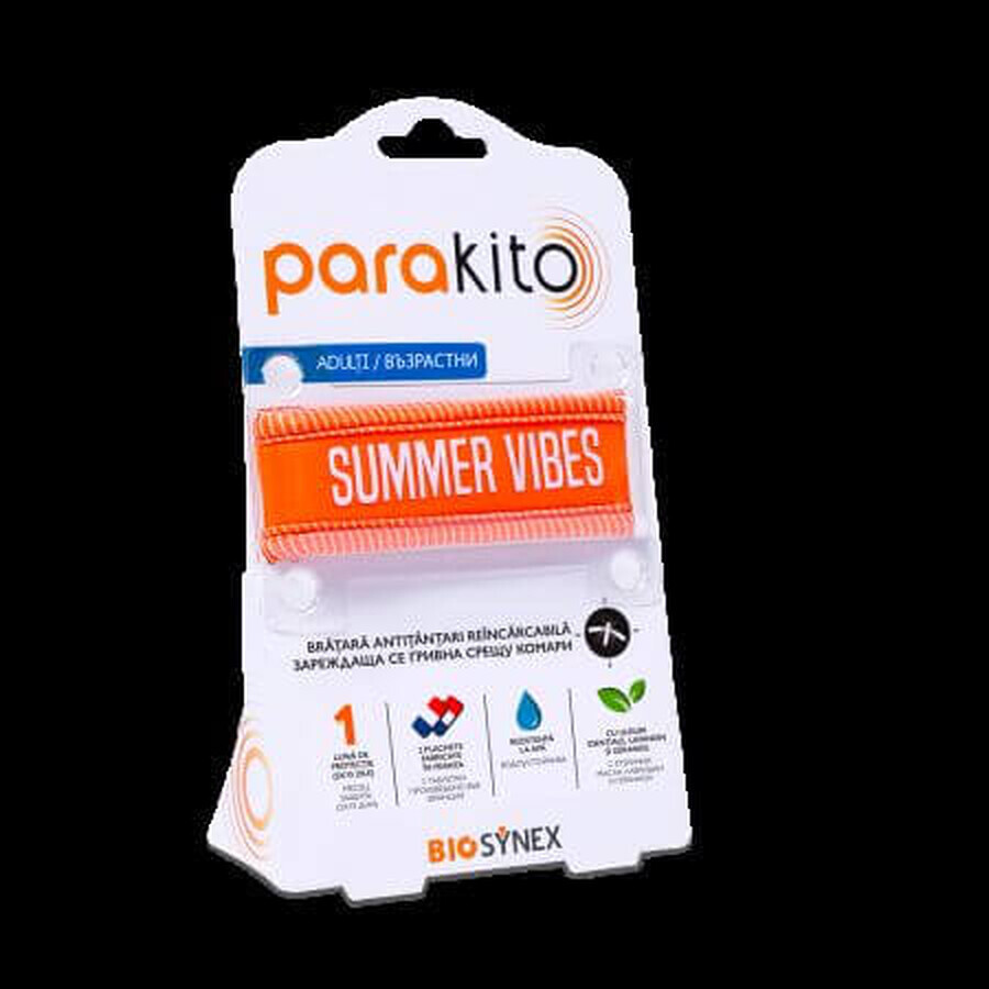 Adult Moskito Armband Good Vibes Orange, 1 Stück, Para Kito