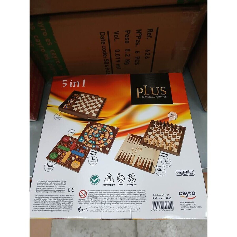 Set de 5 Jocuri de Societate Cayro Plus Lemn 29 x 29 cm