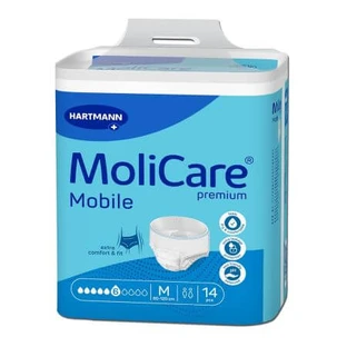 Slips para incontinencia urinaria 6 gotas MoliCare Premium Mobile, Talla M 80-120 cm, 14 piezas, Hartmann