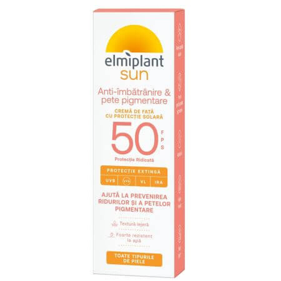 Crema antiedad y antimanchas con SPF 50, 50 ml, Elmiplant Sun