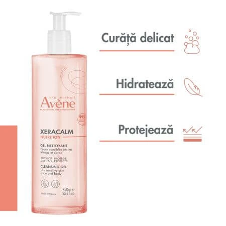 Zachte reinigingsgel voor de gevoelige huid Xeracalm Nutrition, 750 ml, Avene