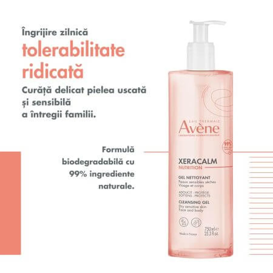 Zachte reinigingsgel voor de gevoelige huid Xeracalm Nutrition, 750 ml, Avene