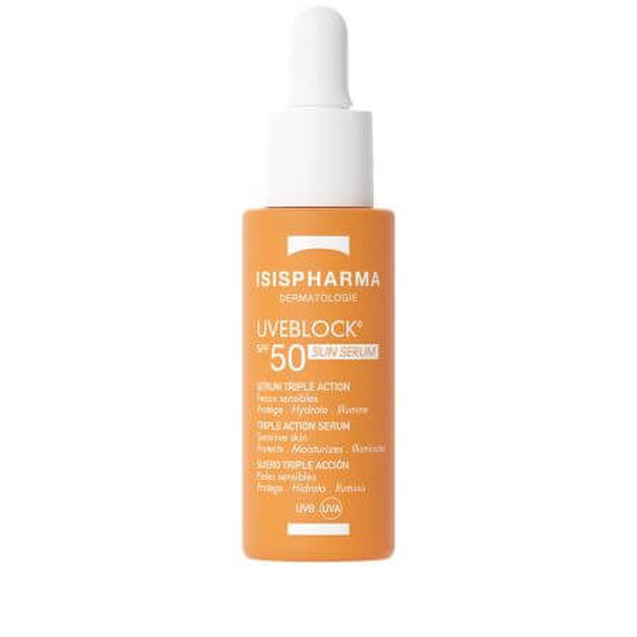 Siero a tripla azione con protezione solare SPF 50 Uveblock, 28 ml, Isispharma