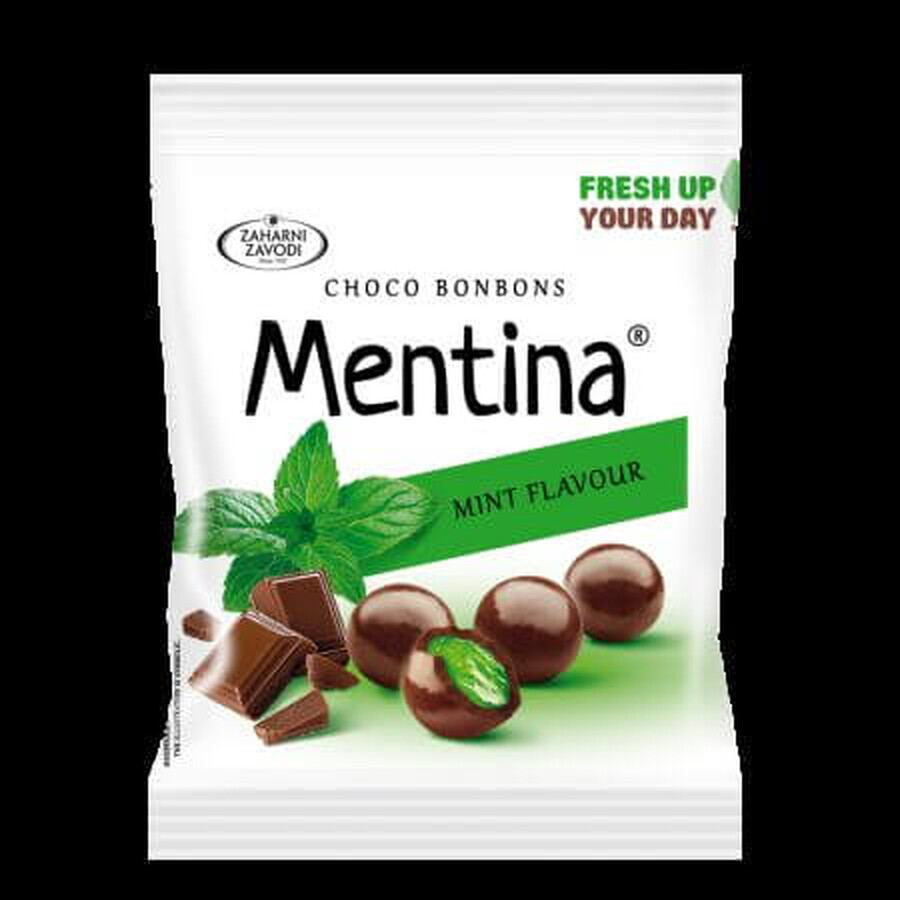 Gelatine al gusto di menta avvolte in cioccolato fondente Choco Bonbons Mentina, 80 g, Zaharni Zavodi