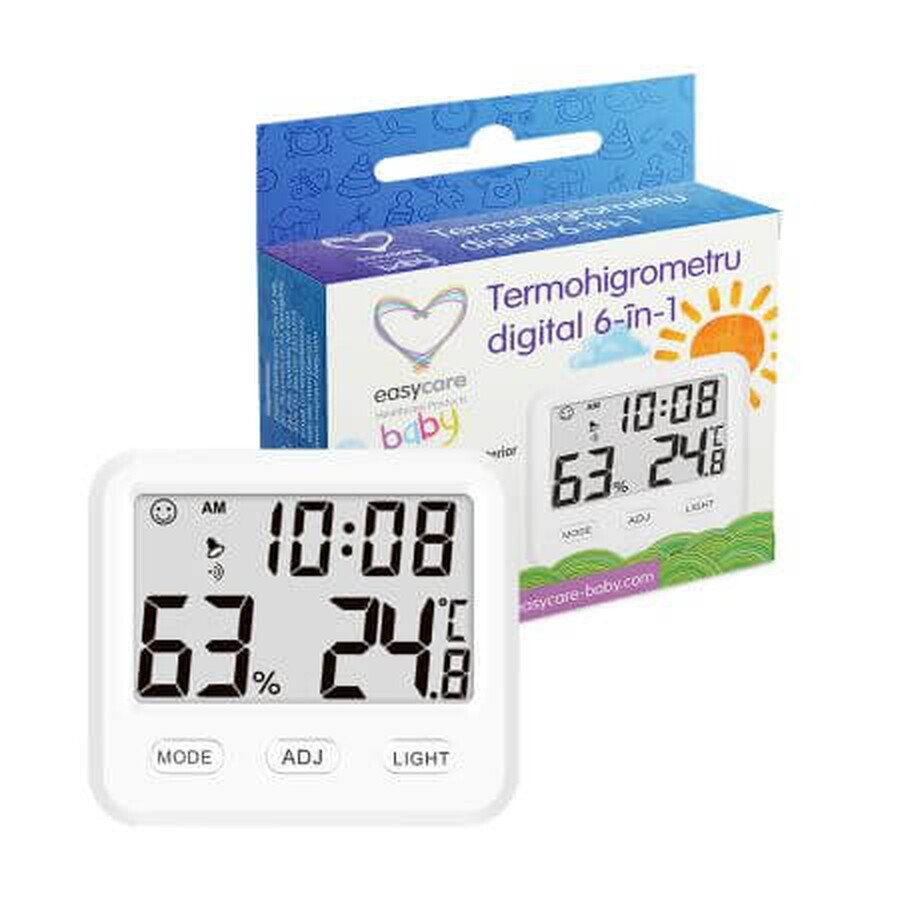 Digitale thermohygrometer 6 in 1, 1 stuk, easycare