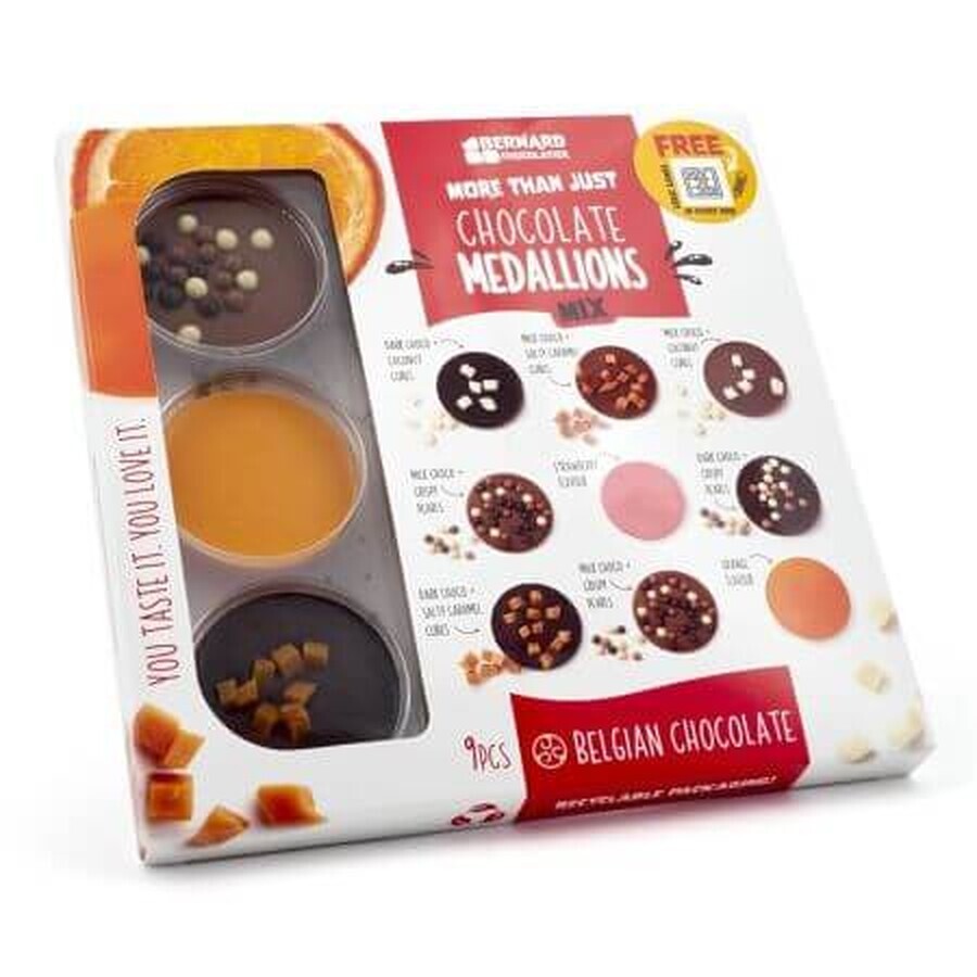 Medallones de chocolate belga Medallones de chocolate, 105 g, BSSF LTD