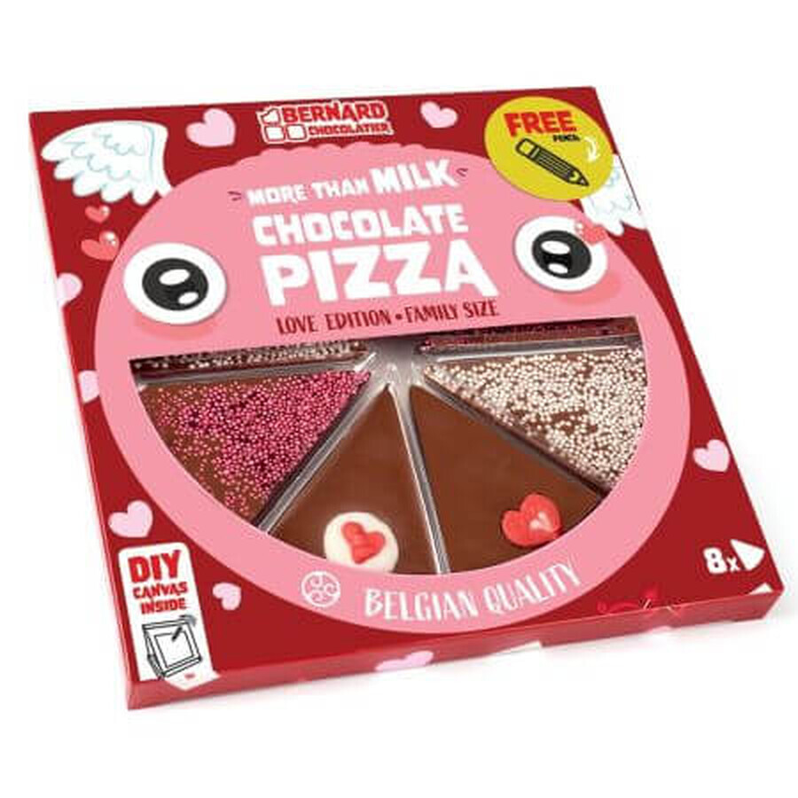 Belgische Melkchocolade Pizza Love Editie, 105 g, BSSF LTD