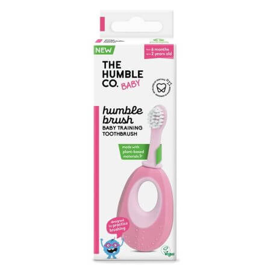 Periuta de dinti pentru bebelusi roz, 1 buc, The Humble Co