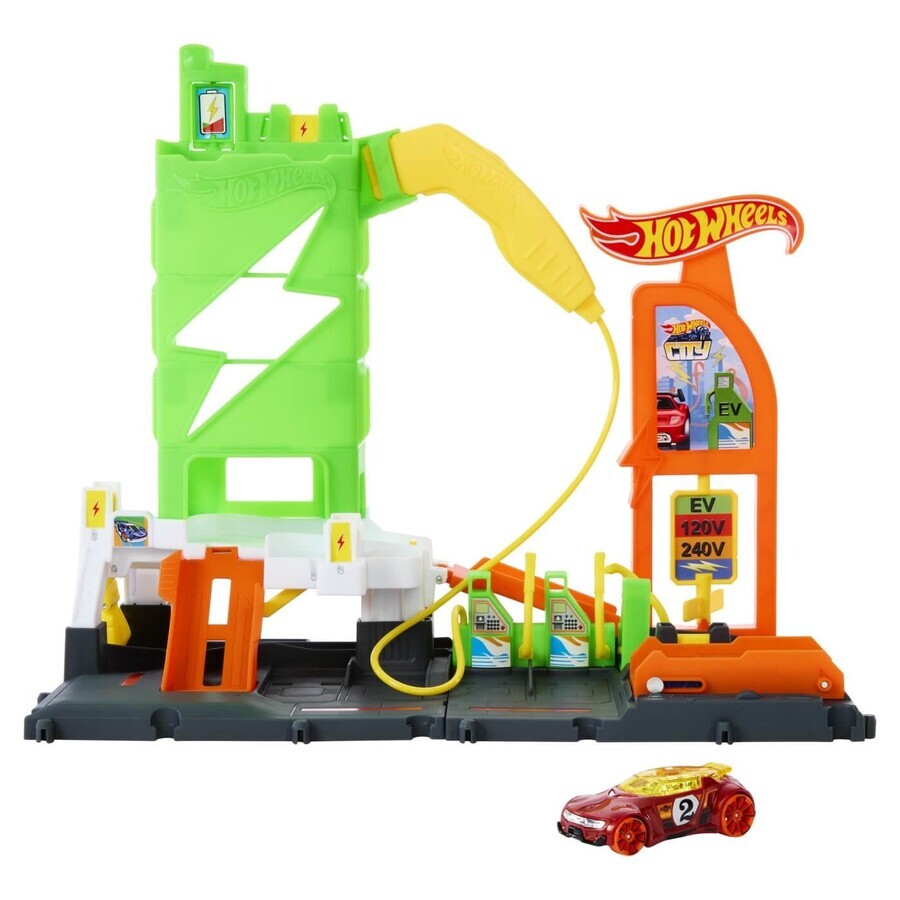 Statie de combustibil EV, 4 ani+, Hot Wheels