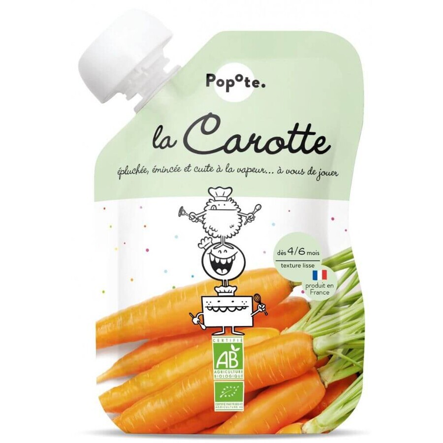 Bio-Möhrenpüree mit 82% Karotten, 4-6 Monate, 120 g, Popote