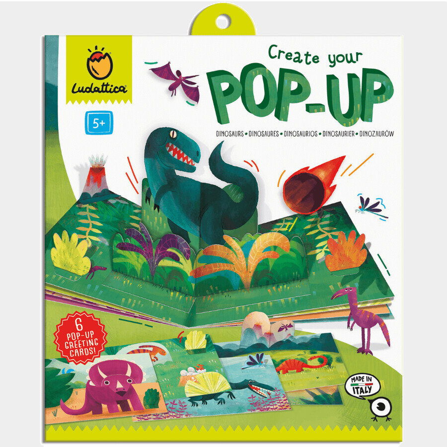 Set di costruzioni per biglietti d'auguri pop-up, 5 anni+, Dinosauri, Ludattica
