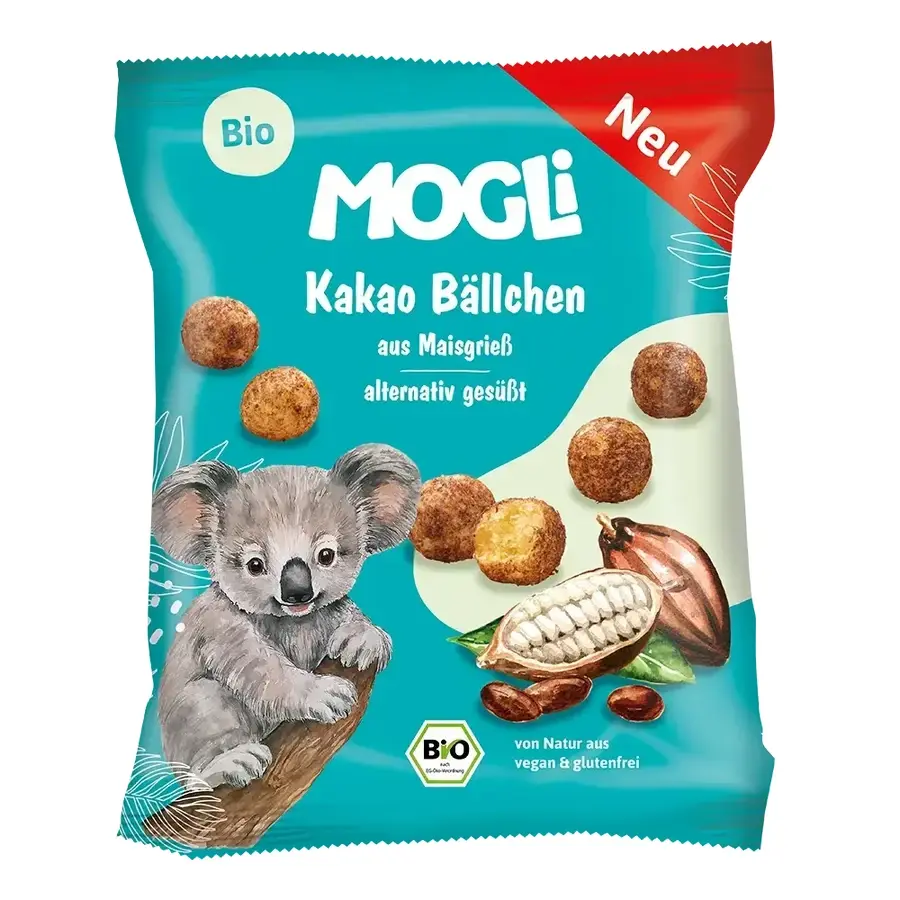 Bolas de Maíz Ecológicas Expandidas, Cacao, 30 g, Mogli