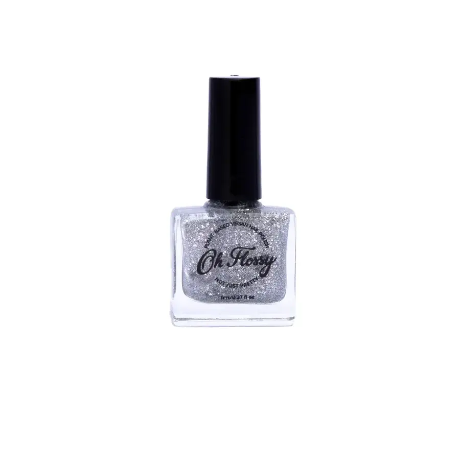 Esmalte de uñas para niños, Purpurina plateada, 11 ml, Oh Flossy