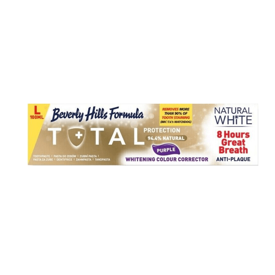 Whitening Toothpaste, Natural White Total Protection, 100 ml, Beverly Hills Formula