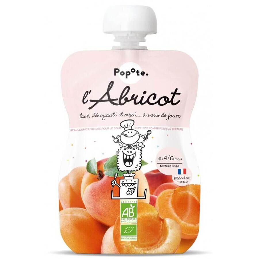 Purea di albicocche biologica con il 65% di albicocche, 4-6 mesi, 120 g, Popote