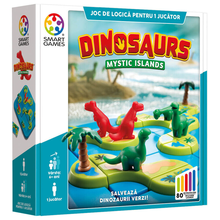 Logic game with 80 challenges Dinosaurs Mystic Islands, 6 years+, Smart Games