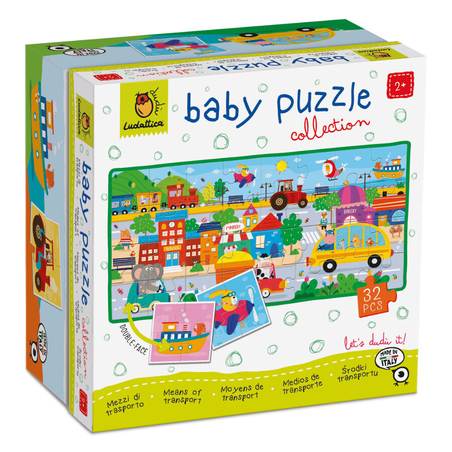 Puzzle Mijloace de Transport, 2 ani+, 32 piese, Ludattica Baby