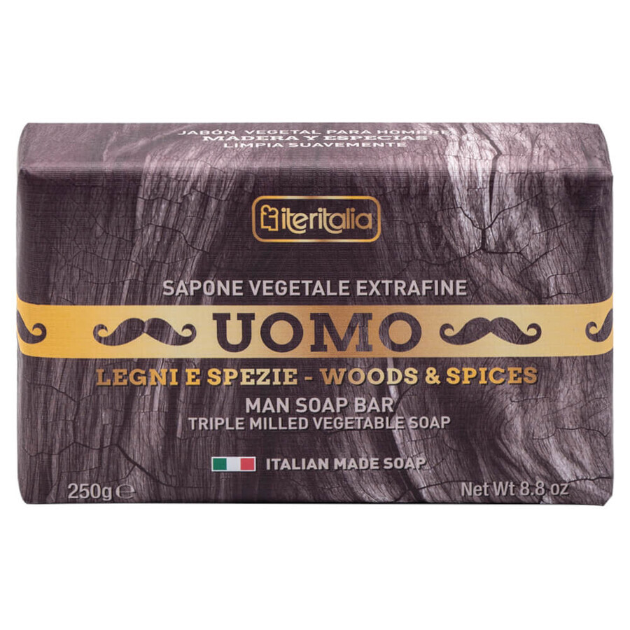 Sapone per uomo, Legno e Spezie, 250 g, Iteritalia