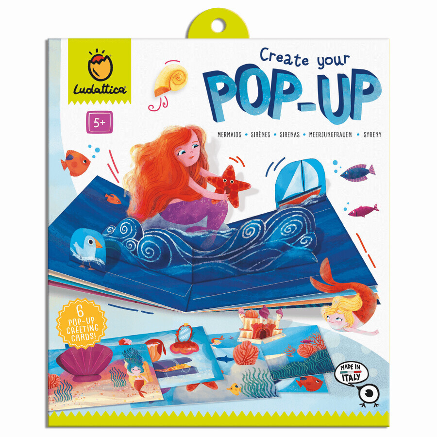 Jeu de construction de cartes de vœux pop-up, 5 ans et plus, Mermaids, Ludattica